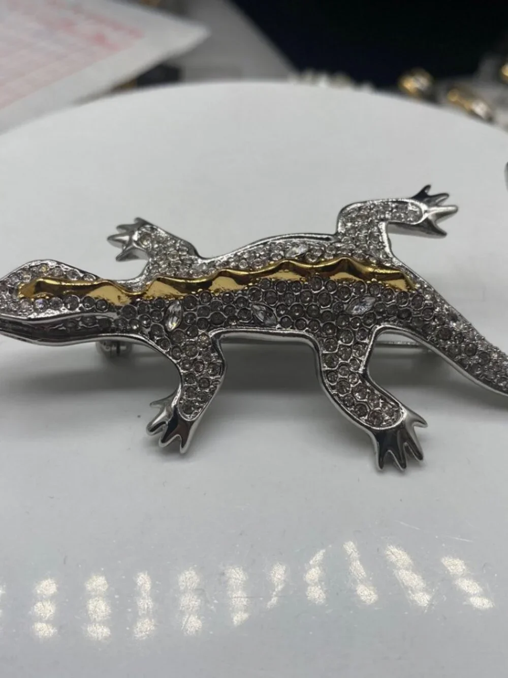 Alexis Bittar Gecko Pav�� Collection Brooch - Picture 2 of 5